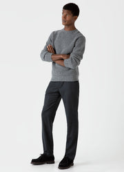 Men's Lambswool Textured Jumper in Mid Grey Twist
