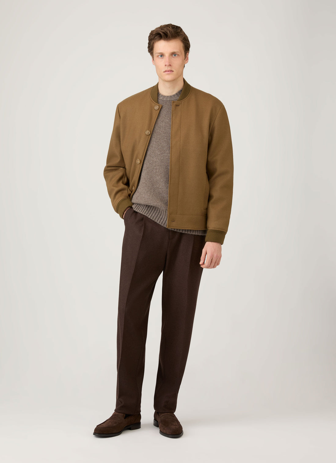 Men's Roxburgh Cashmere Jumper in Bark