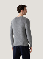 Men's Roxburgh Cashmere Jumper in Mid Grey Melange
