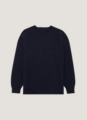 Men's Shetland Crew Neck Jumper in Navy