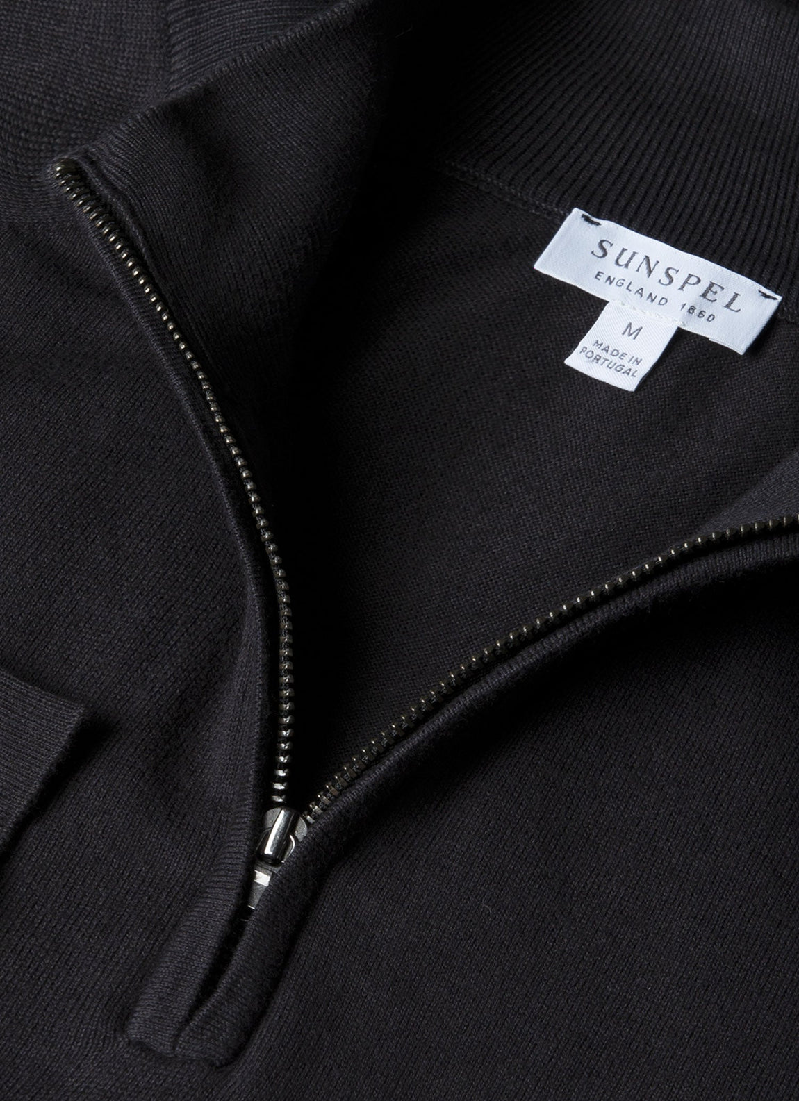 Men's Sea Island Cashmere Half Zip in Black