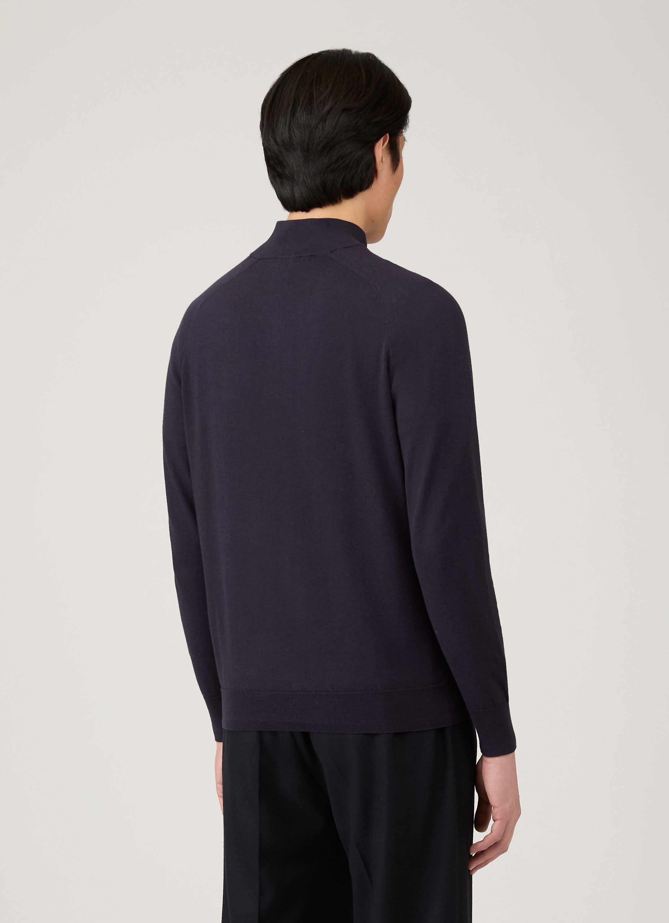 Men's Sea Island Cashmere Half Zip in Midnight Navy