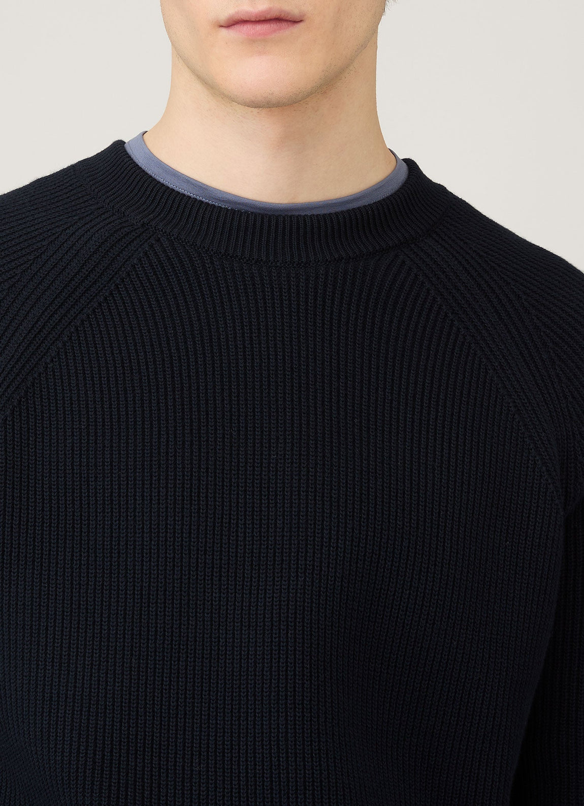 Men's Ribbed Jumper in Navy