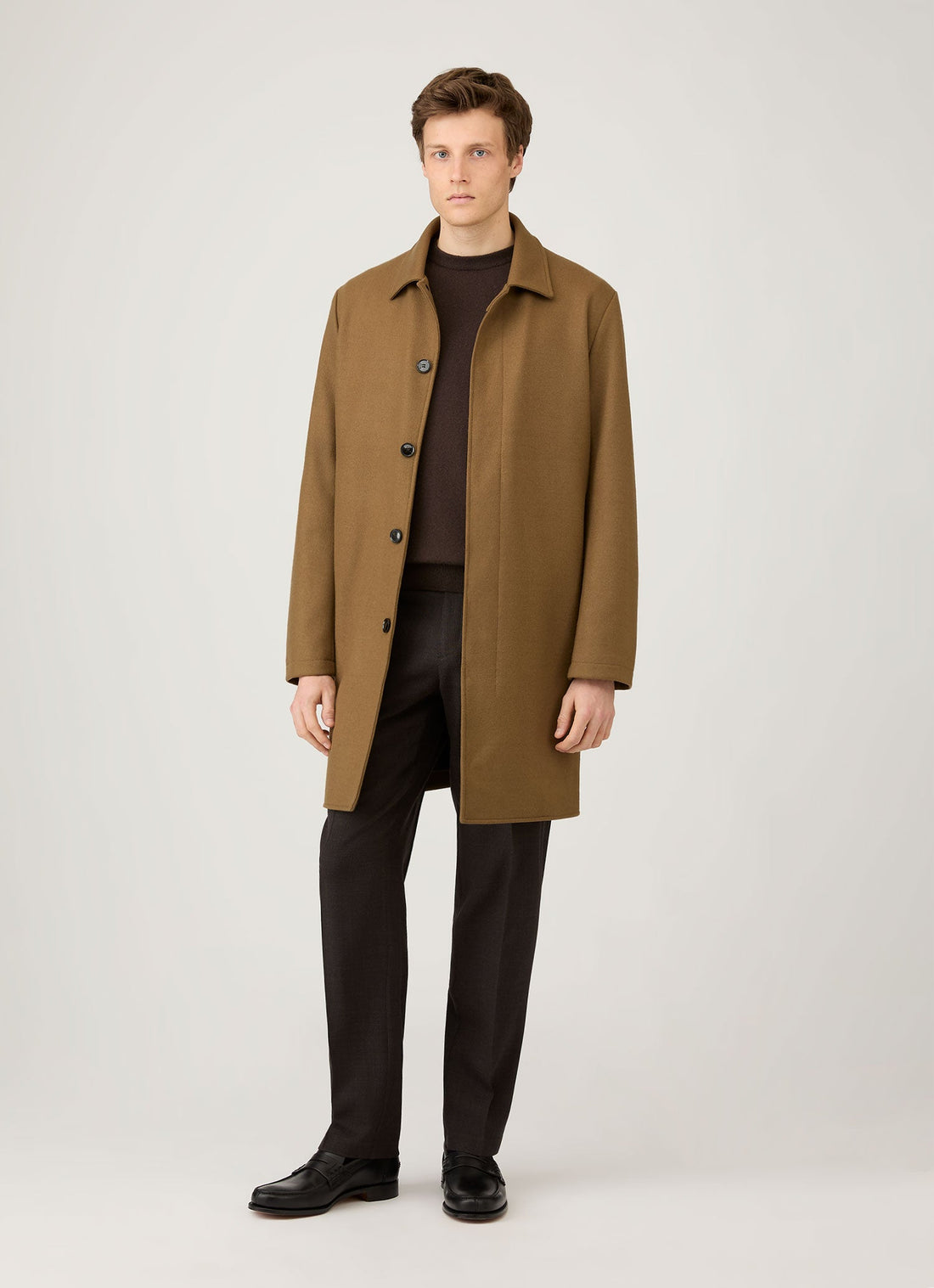 Men's Cashmere Crew Neck Jumper in Truffle