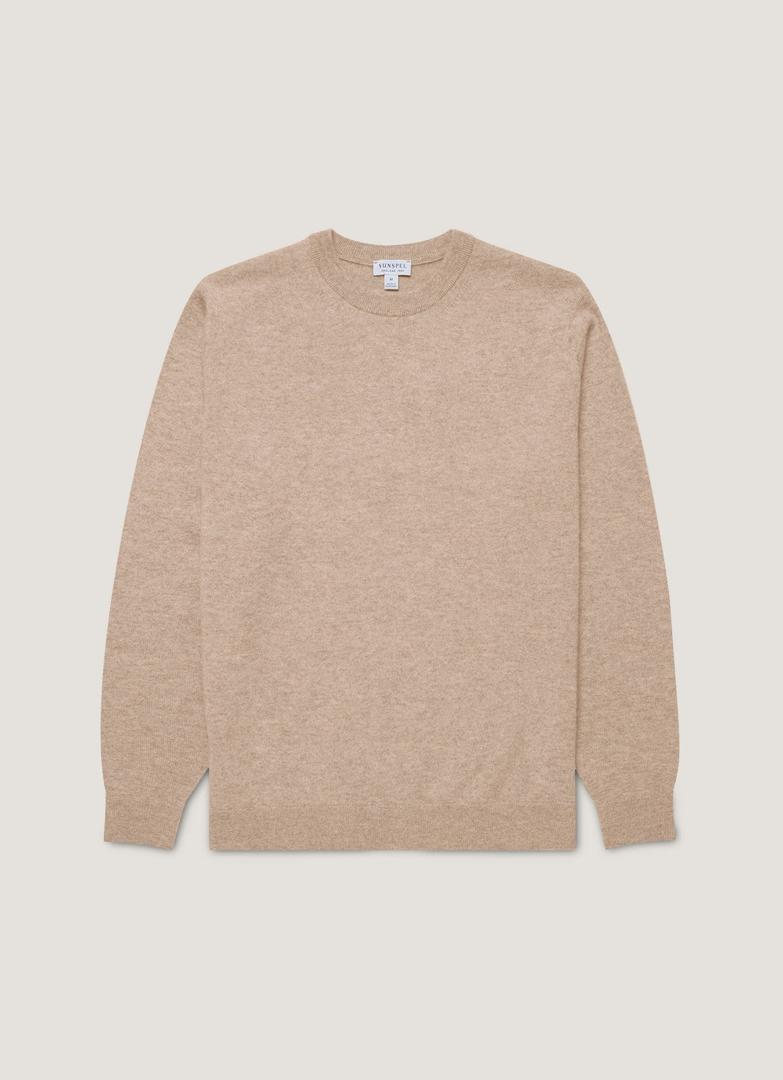 Men's Cashmere Crew Neck Jumper in Oatmeal Melange