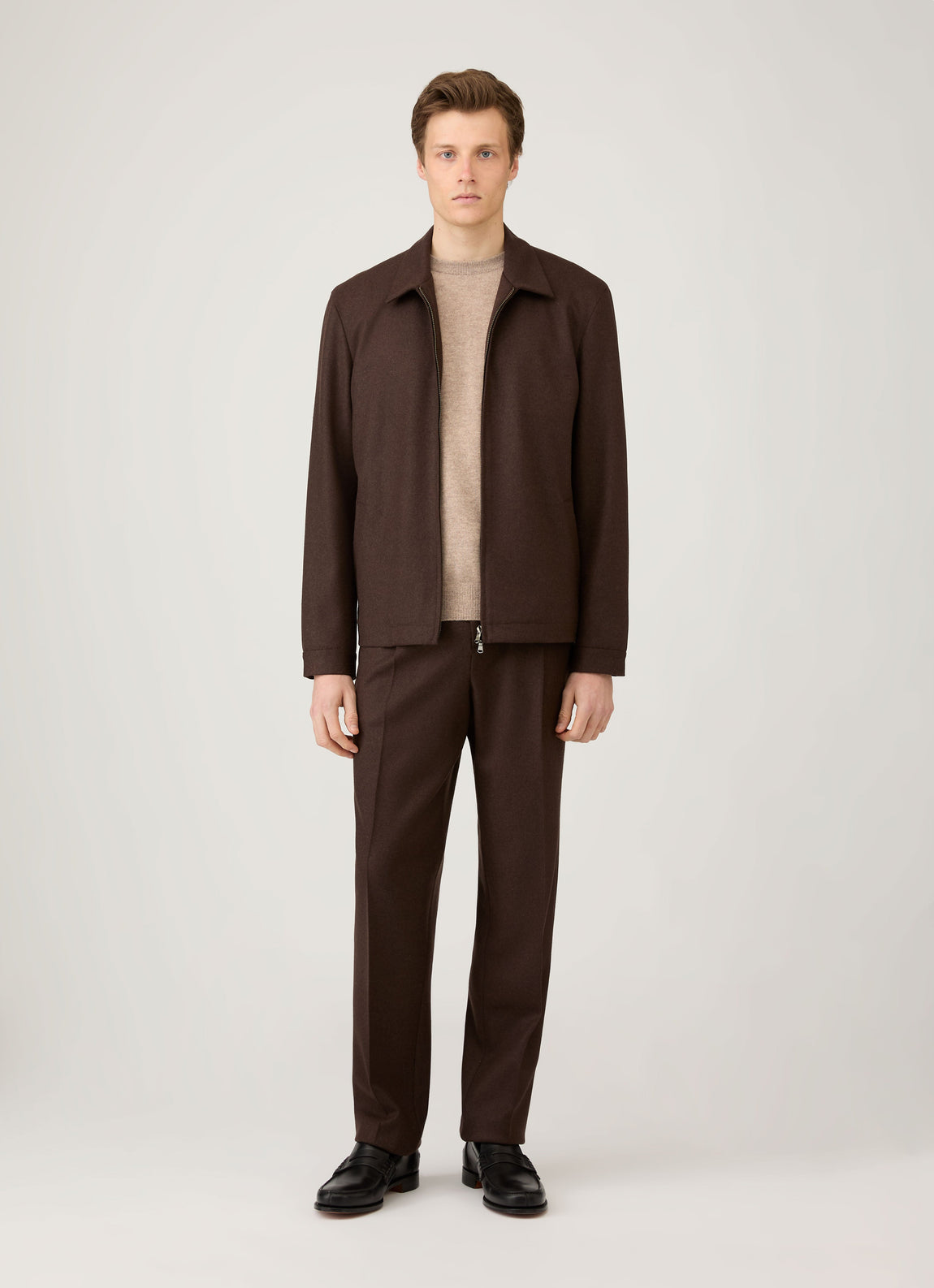 Men's Cashmere Crew Neck Jumper in Oatmeal Melange