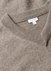 Men's Lambswool V-neck Jumper in Bark
