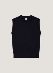 Men's Lambswool Vest in Dark Navy Mouline