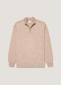 Men's Cashmere Half Zip Jumper in Oatmeal Melange