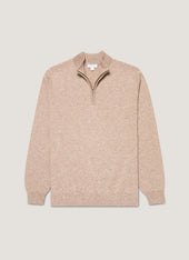 Men's Cashmere Half Zip Jumper in Oatmeal Melange