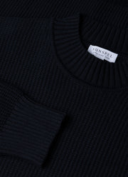 Men's Cotton Crew Neck Jumper in Navy