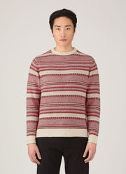 Men's Lambswool Fair Isle Jumper in Bright Red
