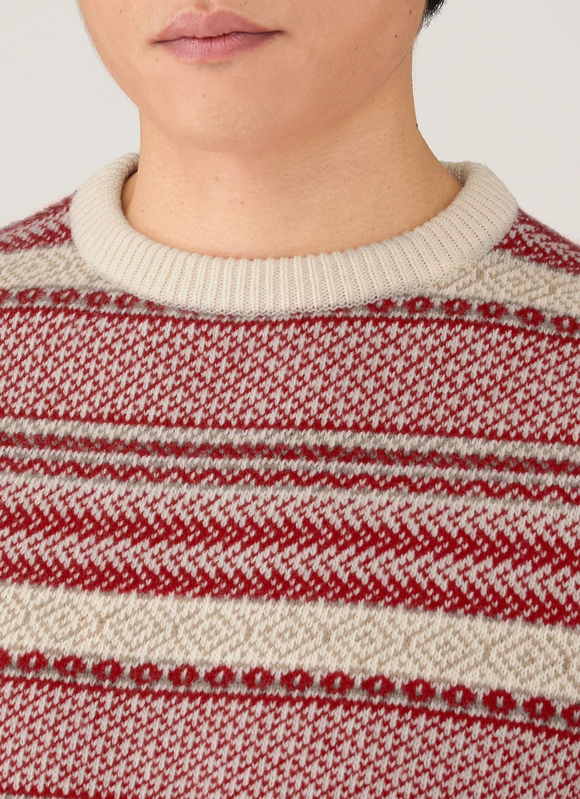 Men's Lambswool Fair Isle Jumper in Bright Red