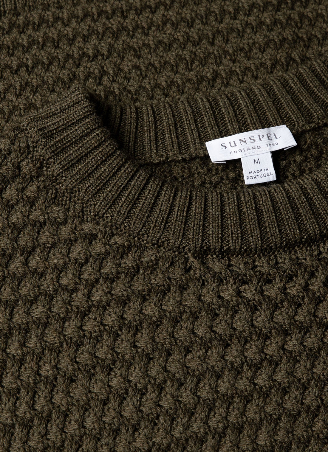 Men's Merino Wool Basketweave Jumper in Loden Green