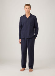 Men's Cotton Flannel Pyjama Set in Navy