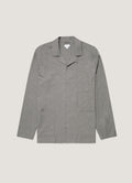Men's Cotton Flannel Pyjama Shirt in Mid Grey Melange
