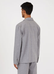 Men's Cotton Flannel Pyjama Shirt in Grey Melange Window Check