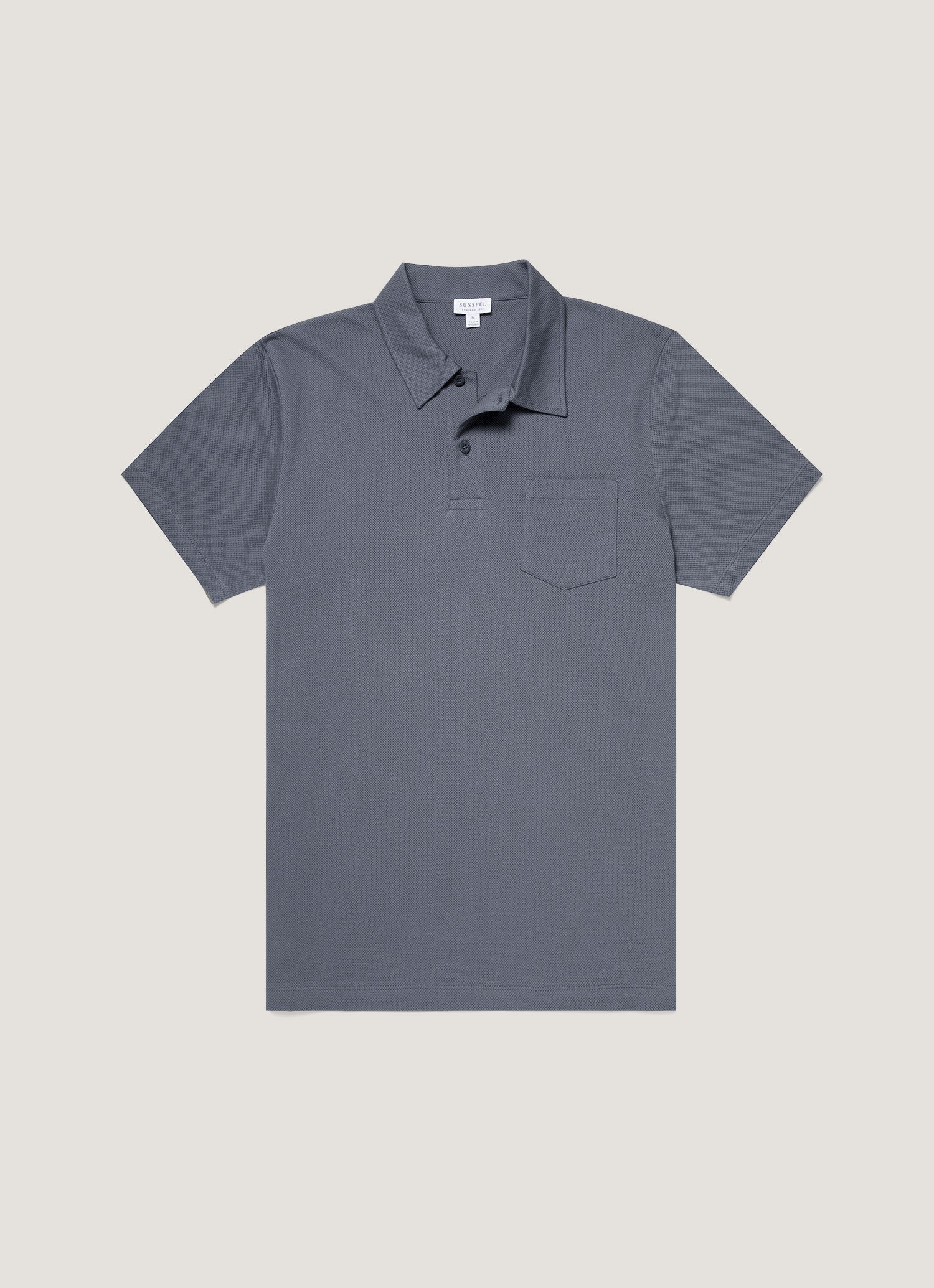 SUNSPELL RIVIERAポロシャツ Mサイズ Men's Riviera Polo Shirt in Slate Blue | Sunspel