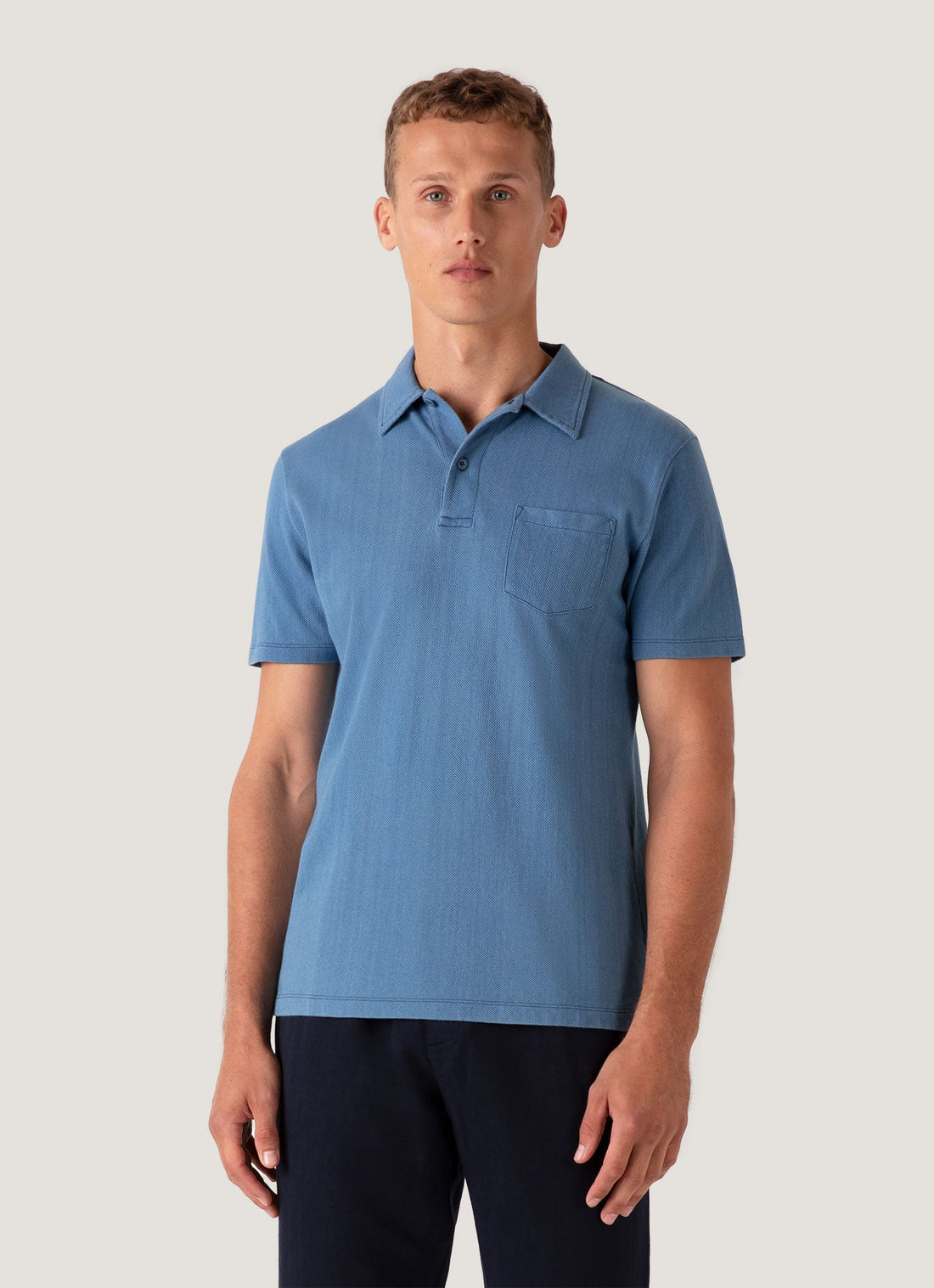 Men's Riviera Polo Shirt in Mid Indigo Wash