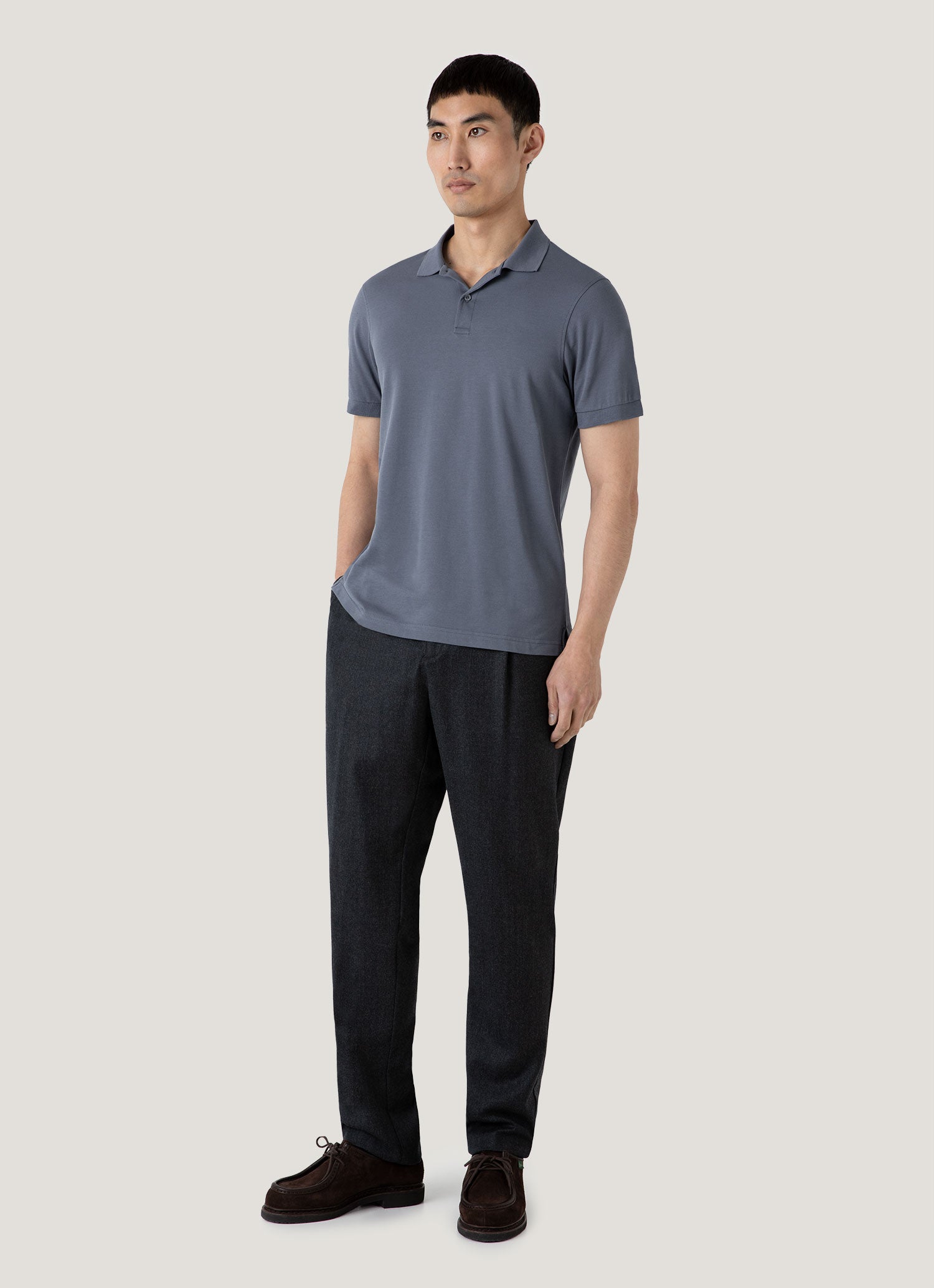 Men's Piqué Polo Shirt in Slate Blue