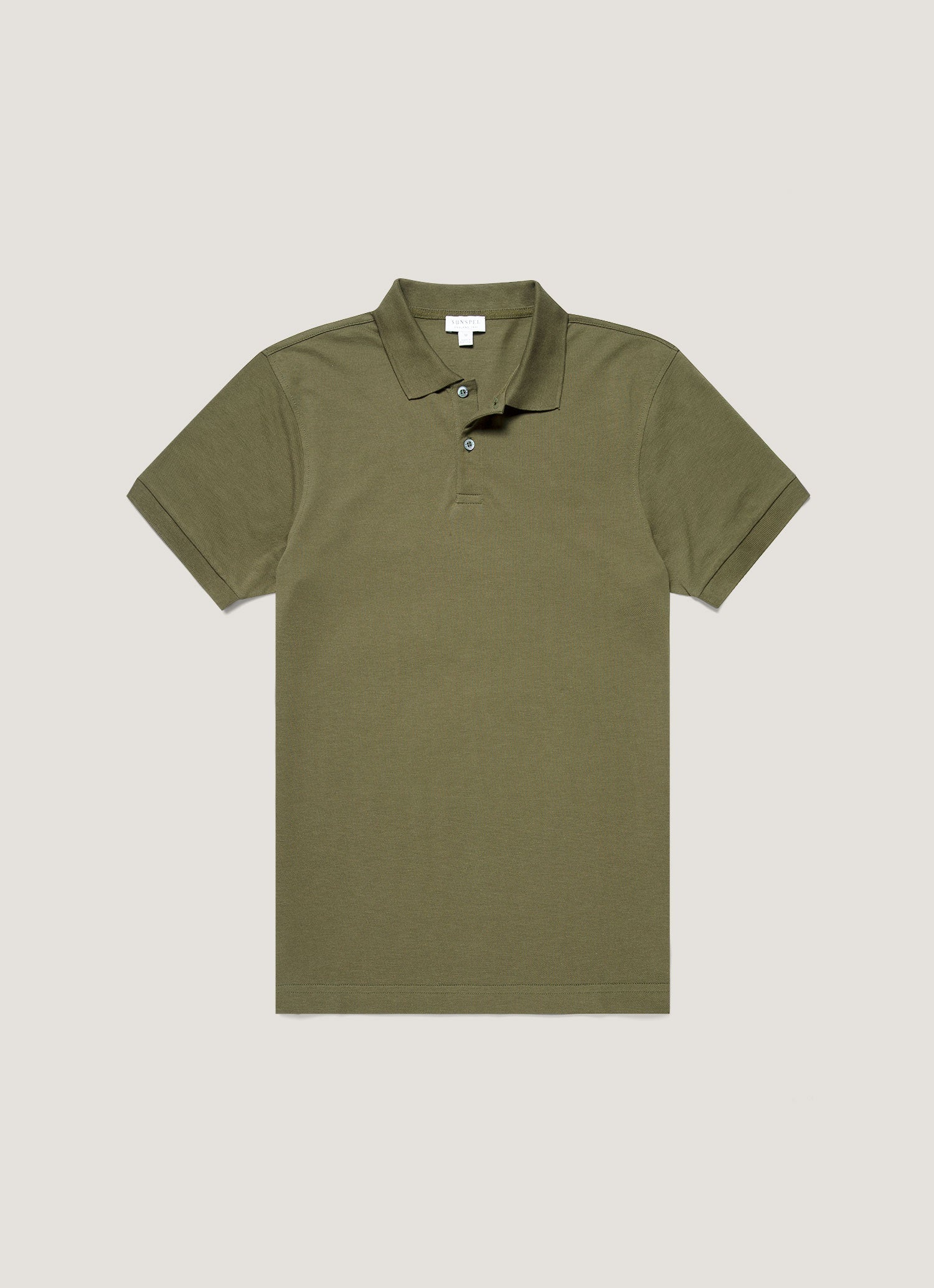 Men's Piqué Polo Shirt in Khaki | Sunspel