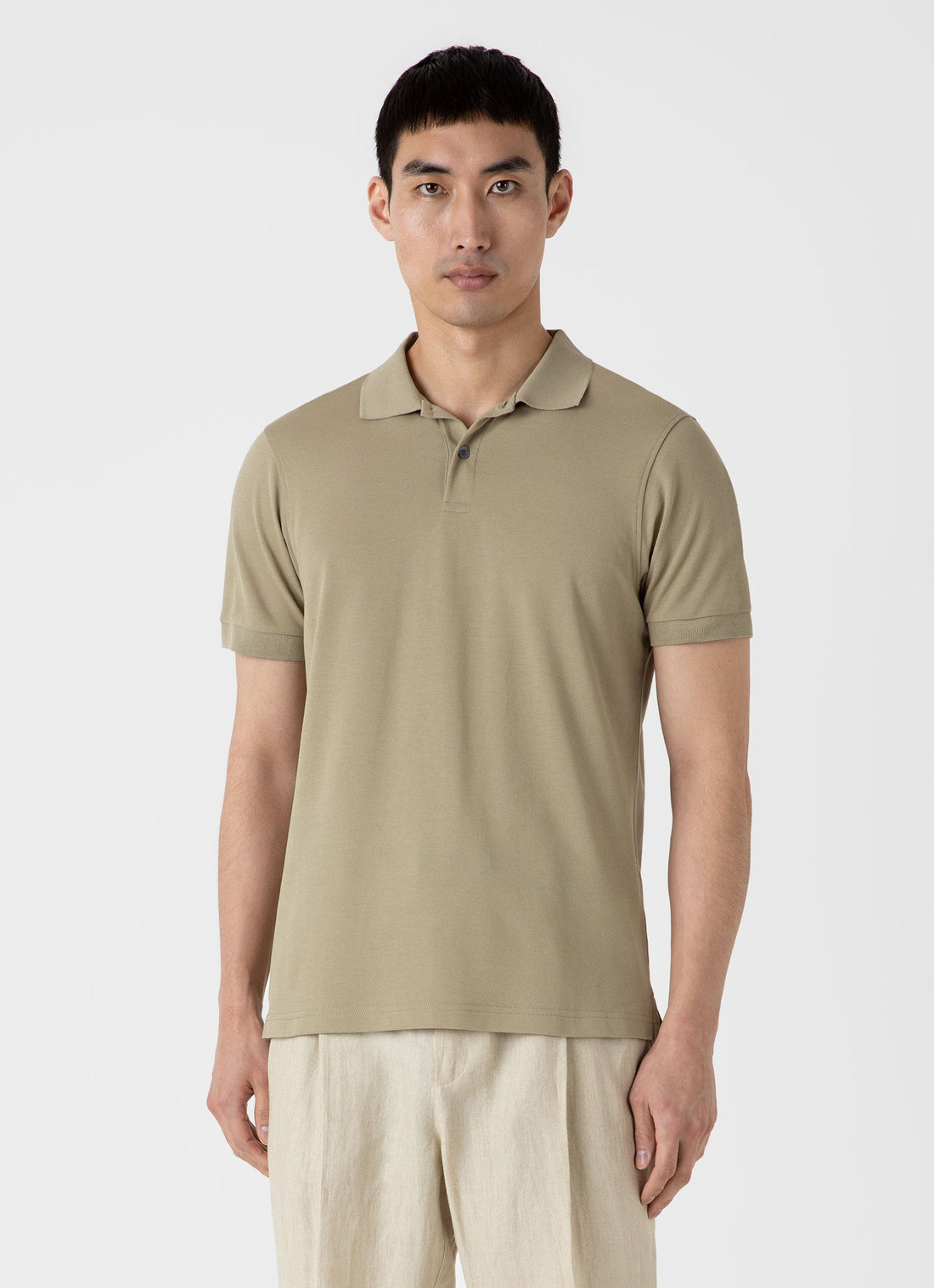 Men's Piqué Polo Shirt in Pale Khaki