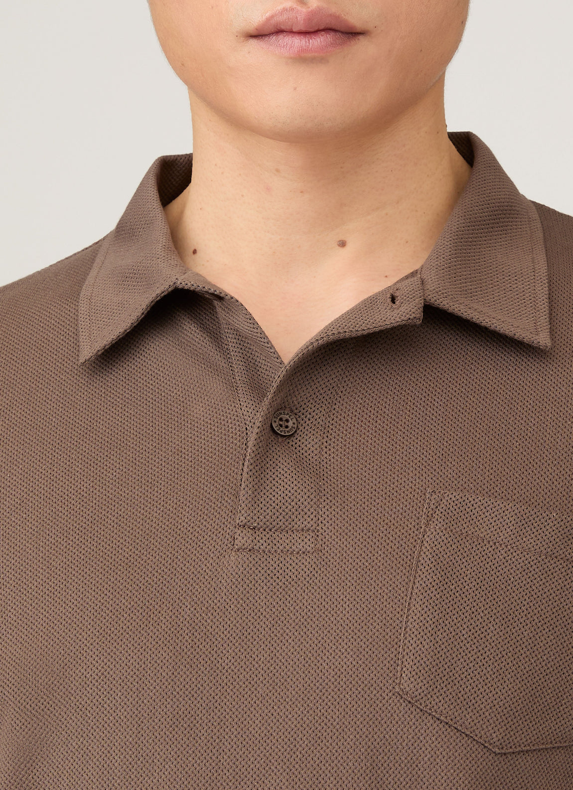 Men's Long Sleeve Riviera Polo Shirt in Bark