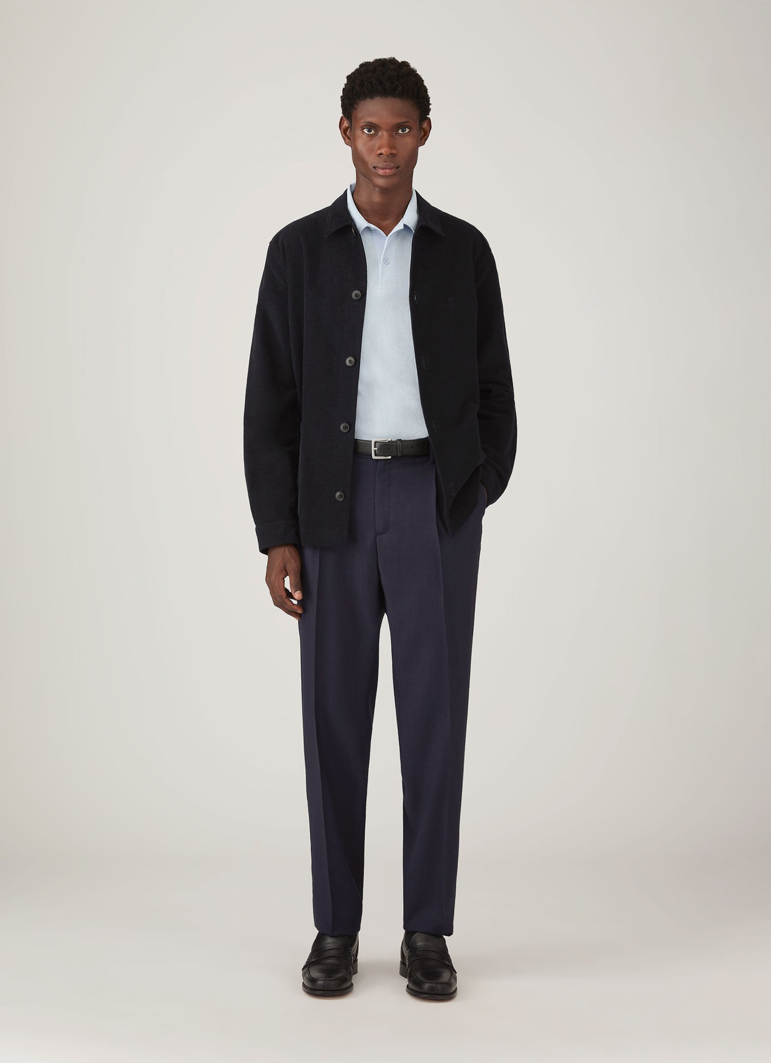 Men's Long Sleeve Riviera Polo Shirt in Frost Blue