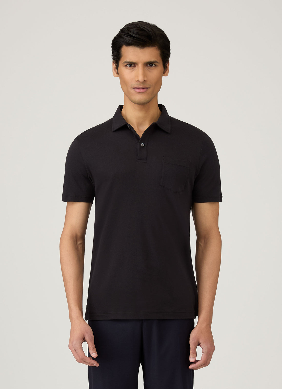 Men's Sea Island Cotton Jersey Polo Shirt in Black