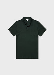 Men's Sea Island Cotton Jersey Polo Shirt in Seaweed