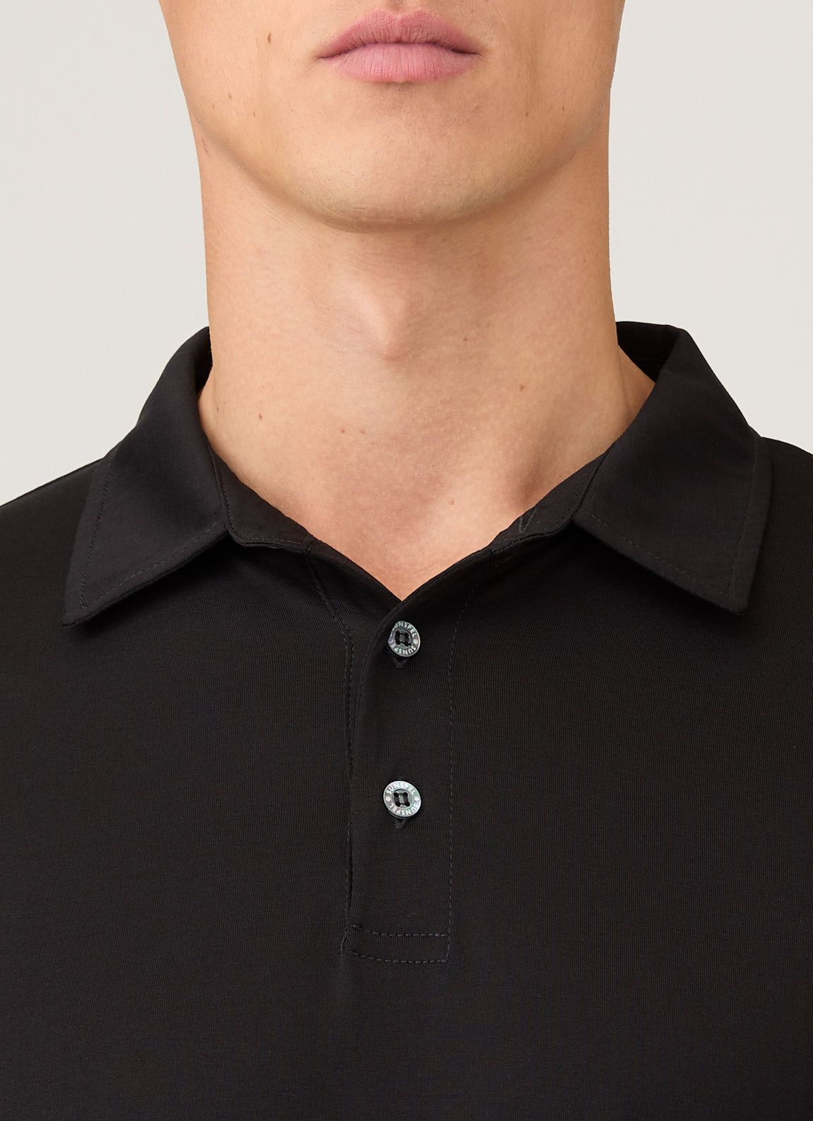 Men's Long Sleeve Classic Jersey Polo Shirt in Black