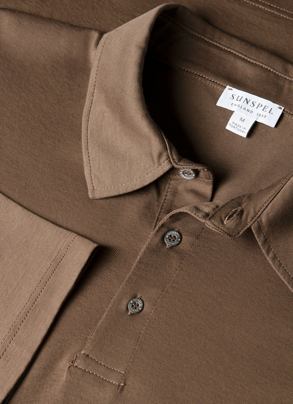 Men's Long Sleeve Classic Jersey Polo Shirt in Bark