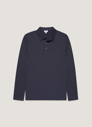 Men's Long Sleeve Classic Jersey Polo Shirt in Navy