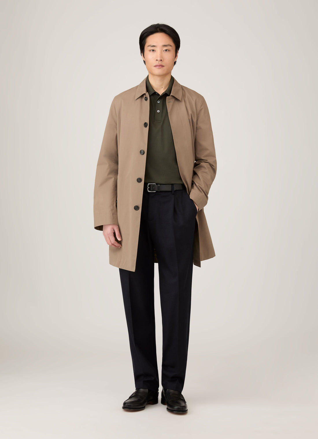 Men's Long Sleeve Classic Jersey Polo Shirt in Dark Green