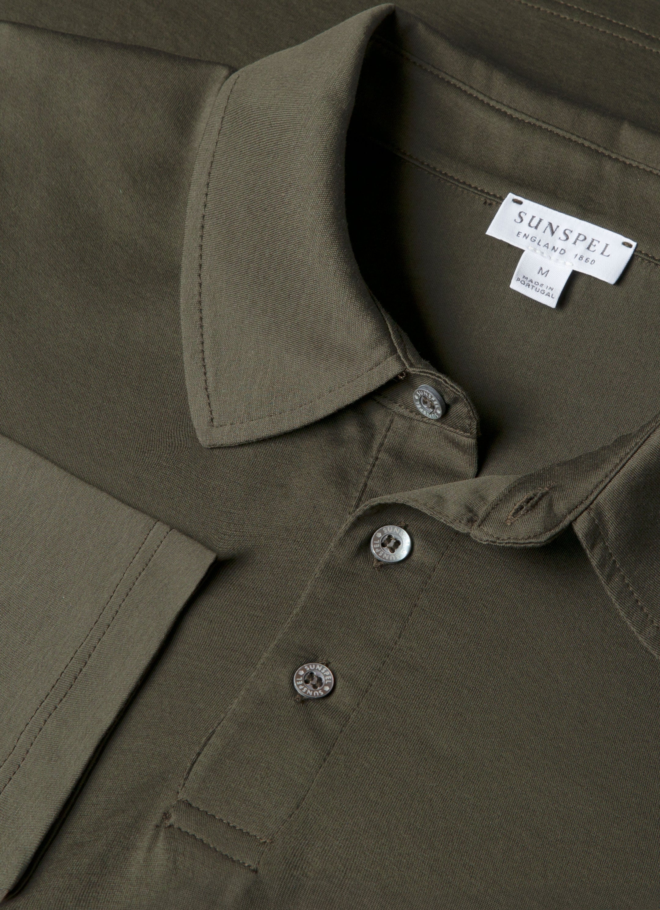 Men's Long Sleeve Classic Jersey Polo Shirt in Dark Green