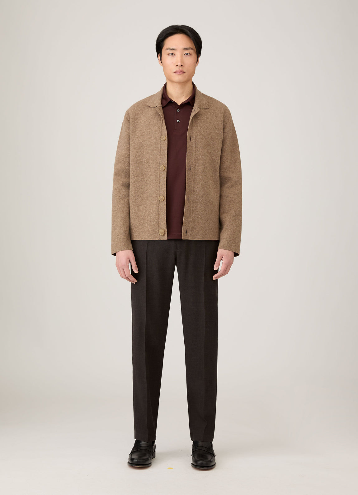 Men's Long Sleeve Classic Jersey Polo Shirt in Bakelite