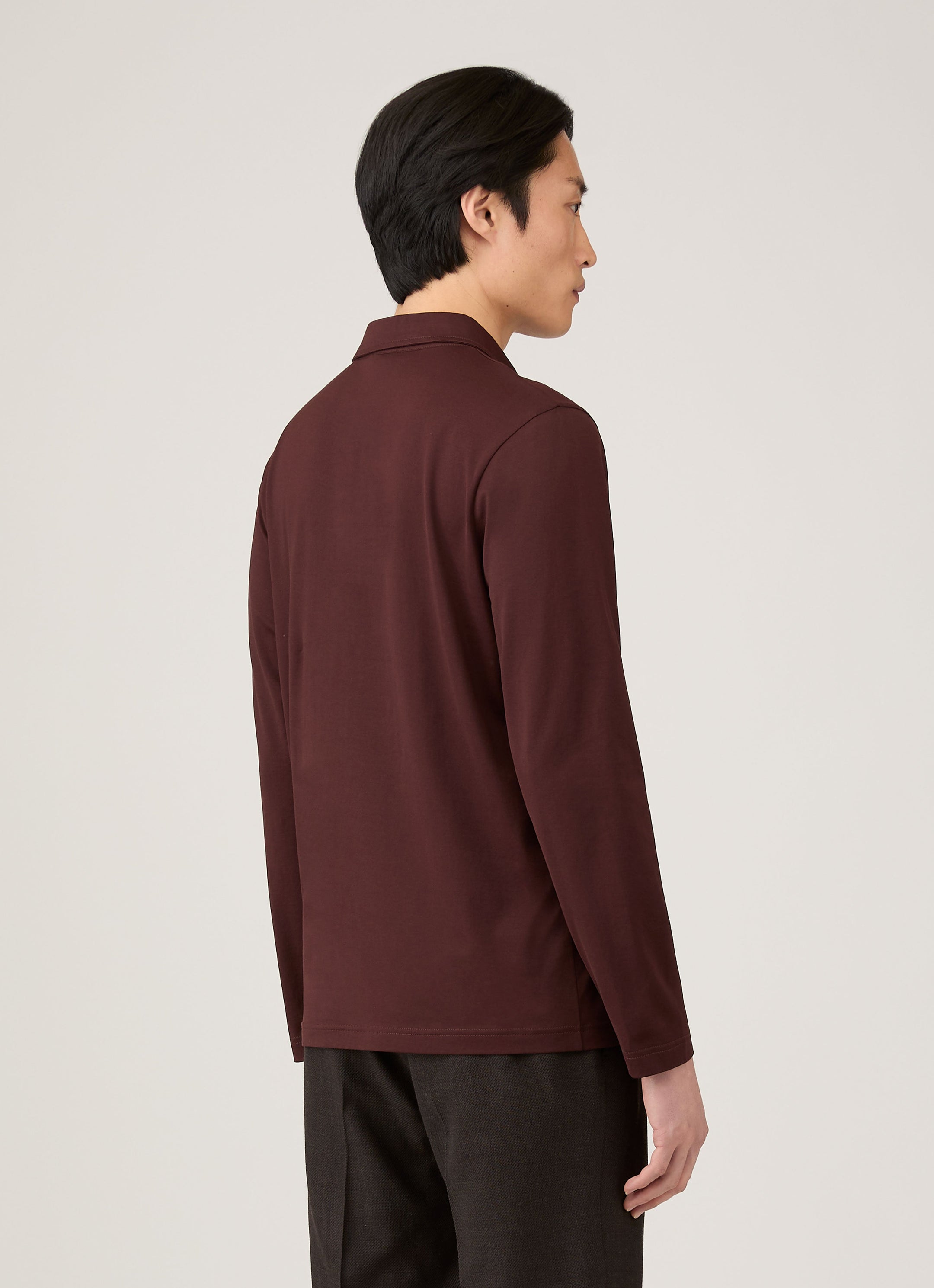 Men's Long Sleeve Classic Jersey Polo Shirt in Bakelite