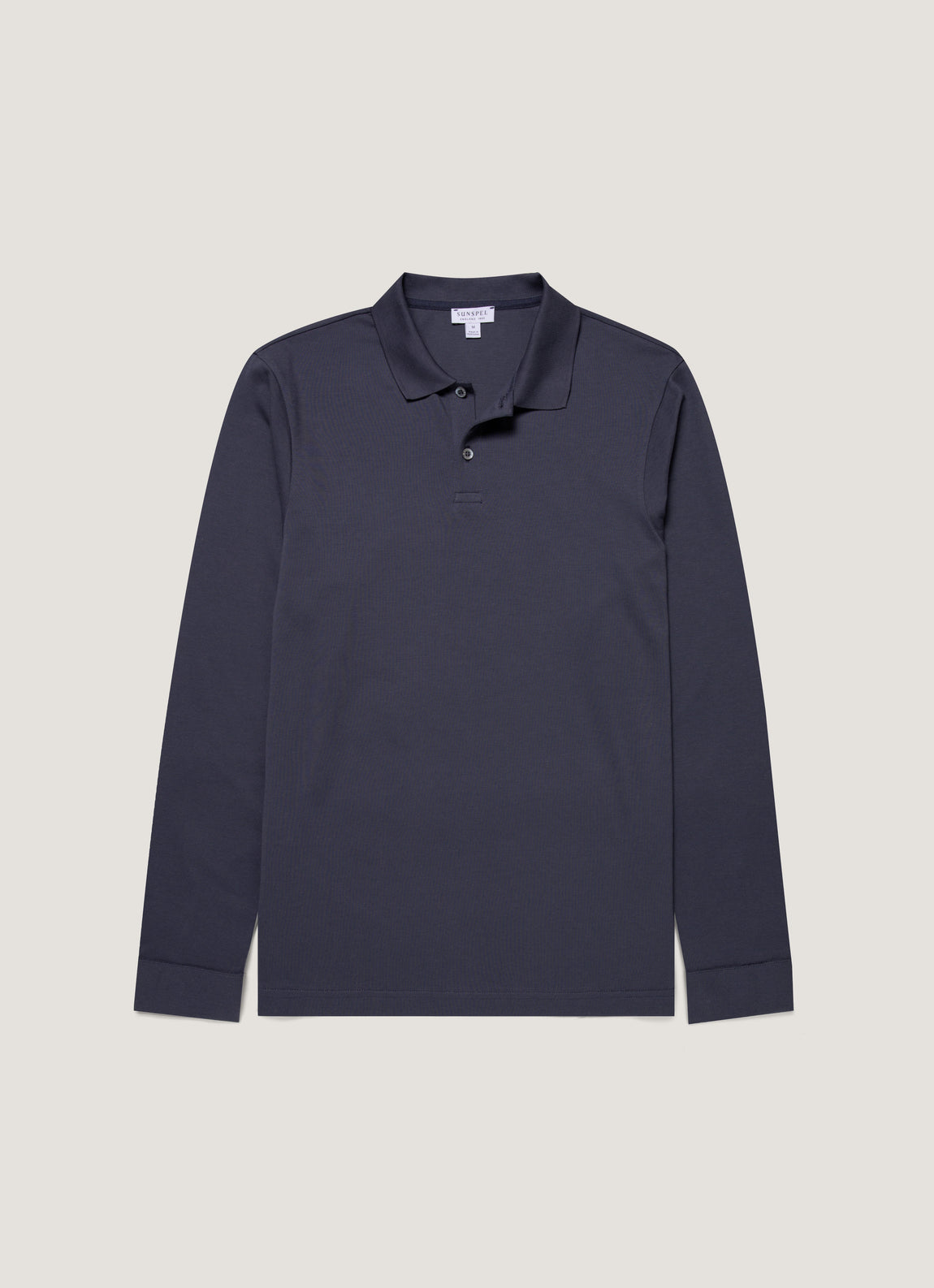 Men's Long Sleeve Piqué Polo Shirt in Navy