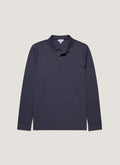 Men's Long Sleeve Piqué Polo Shirt in Navy