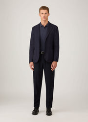 Men's Long Sleeve Piqué Polo Shirt in Navy