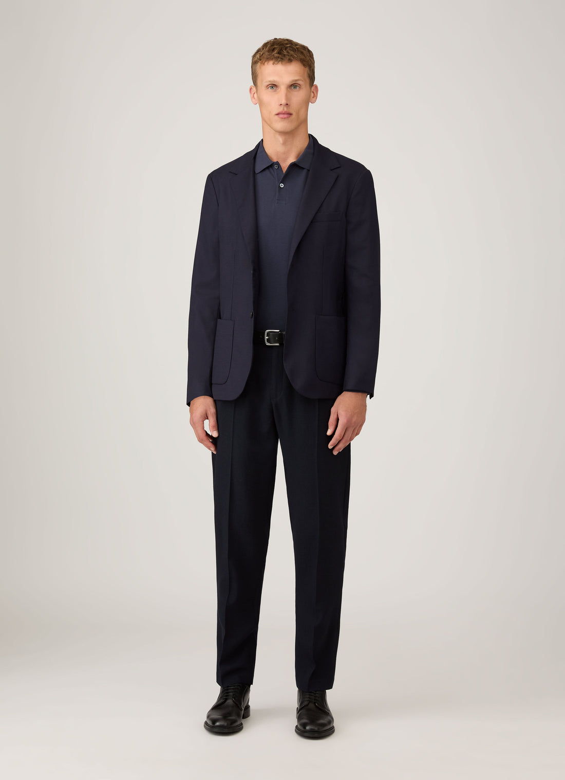 Men's Long Sleeve Piqué Polo Shirt in Navy