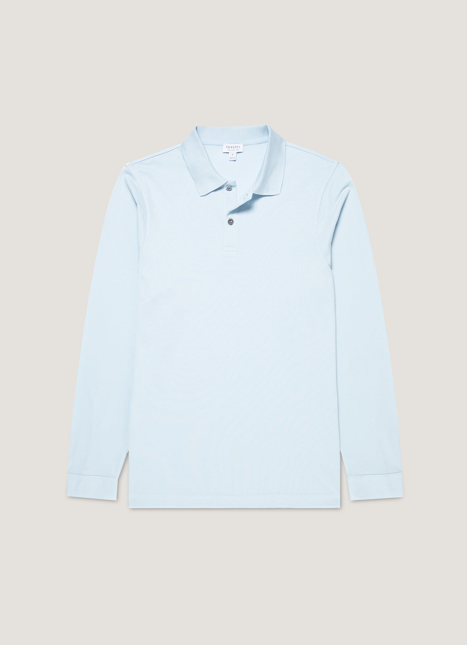 Men's Long Sleeve Piqué Polo Shirt in Frost Blue