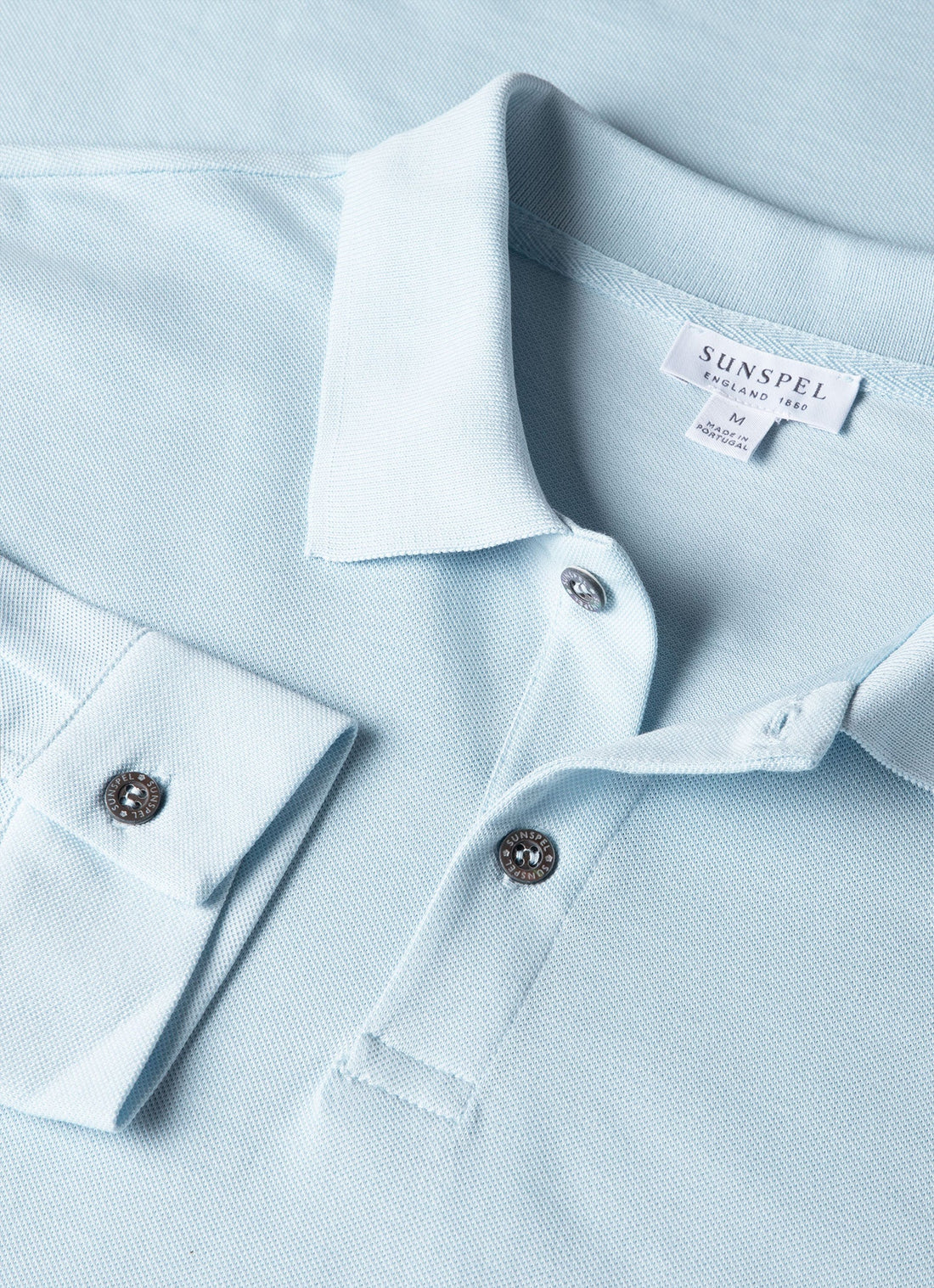 Men's Long Sleeve Piqué Polo Shirt in Frost Blue