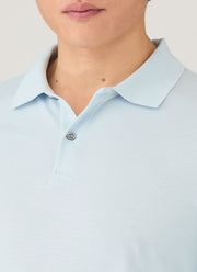 Men's Long Sleeve Piqué Polo Shirt in Frost Blue
