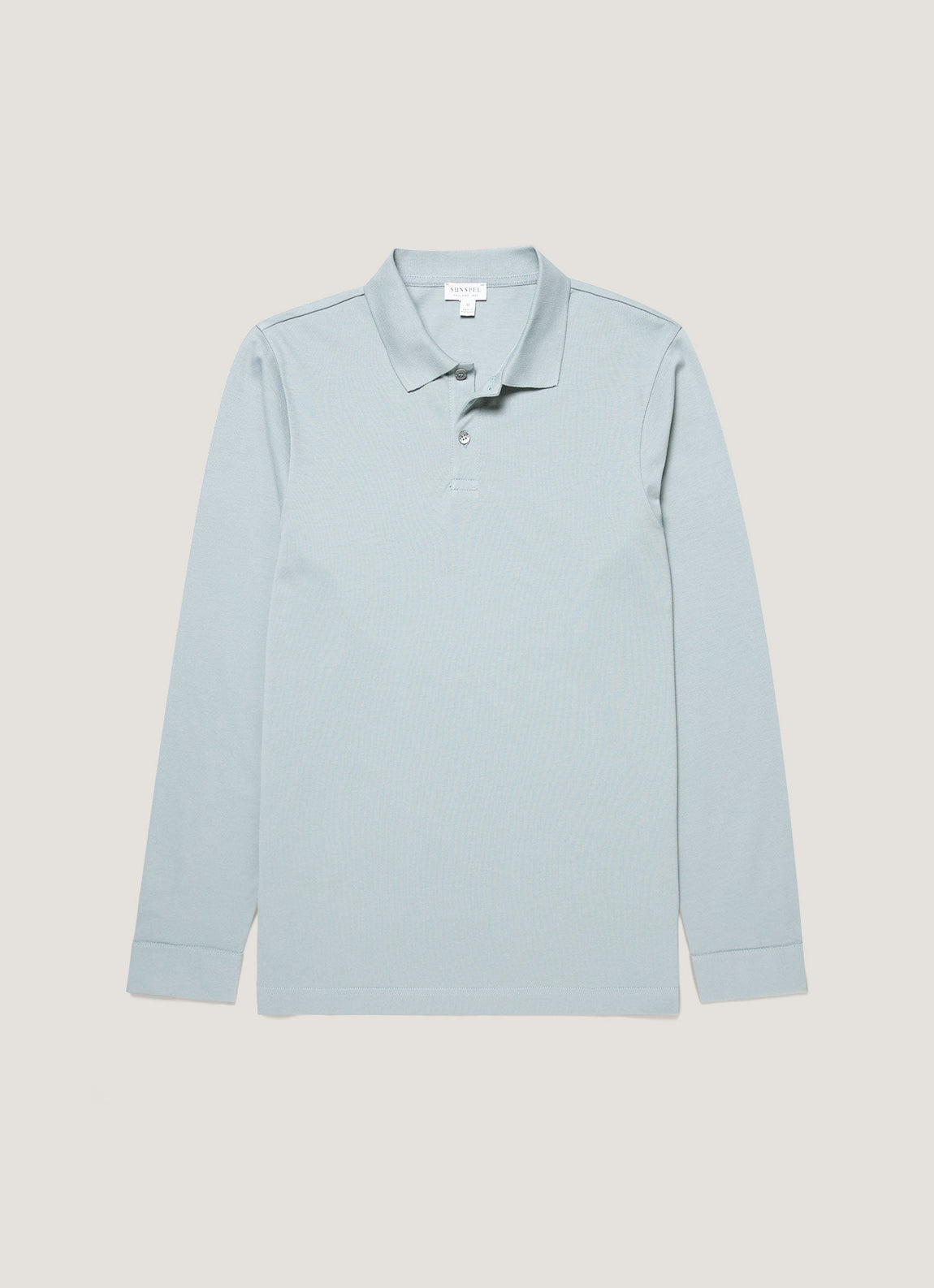Men's Long Sleeve Piqué Polo Shirt in Stone Blue