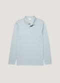 Men's Long Sleeve Piqué Polo Shirt in Stone Blue