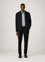 Men's Long Sleeve Piqué Polo Shirt in Stone Blue