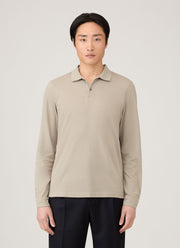 Men's Long Sleeve Piqué Polo Shirt in Fog