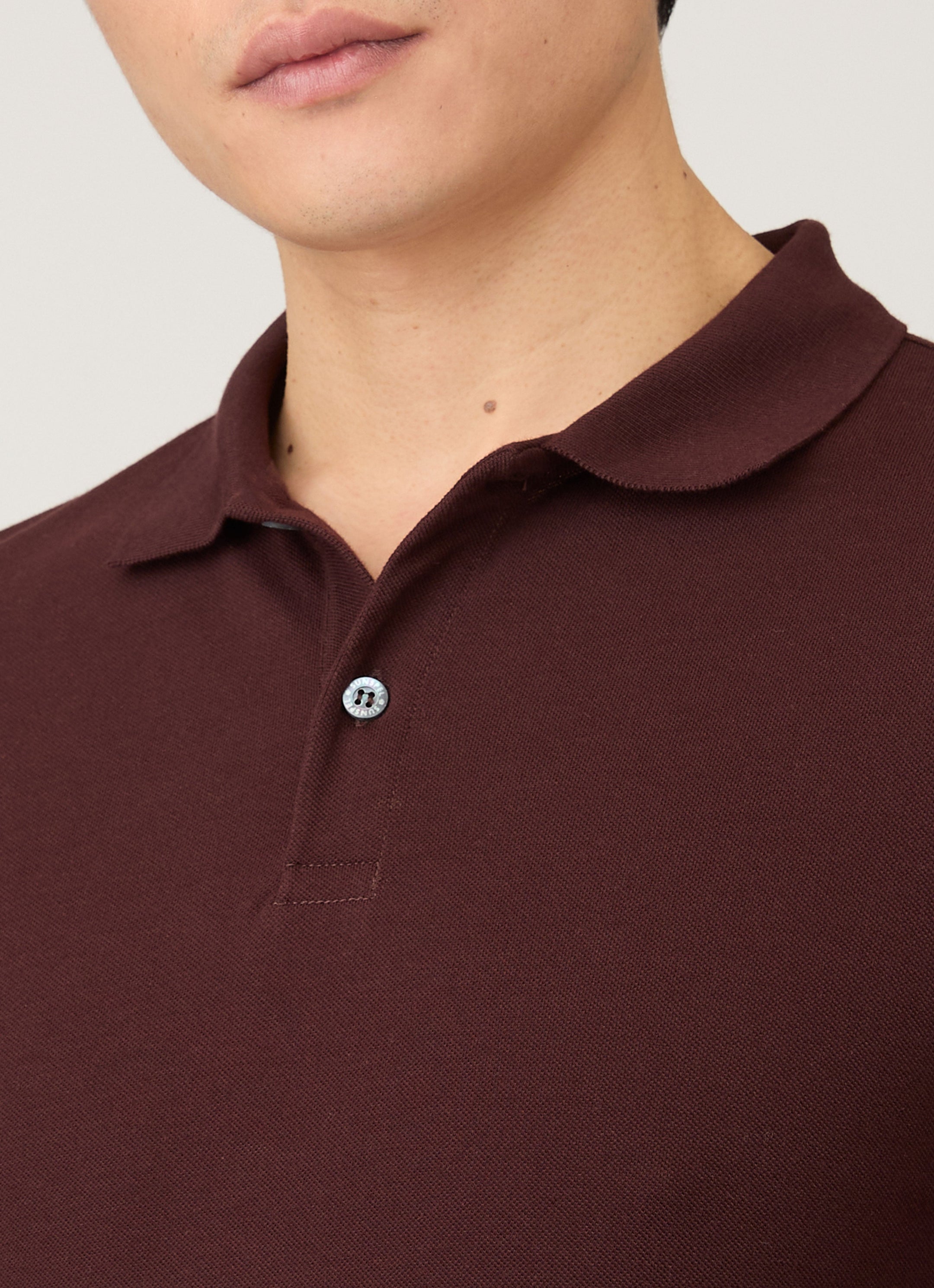 Men's Long Sleeve Piqué Polo Shirt in Bakelite