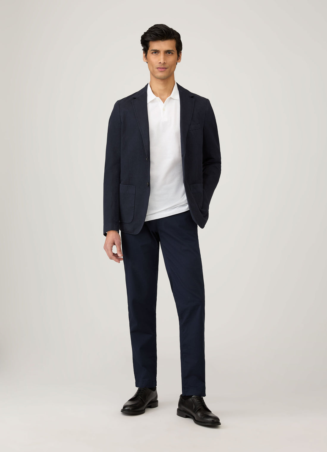 Men's Long Sleeve Piqué Polo Shirt in White